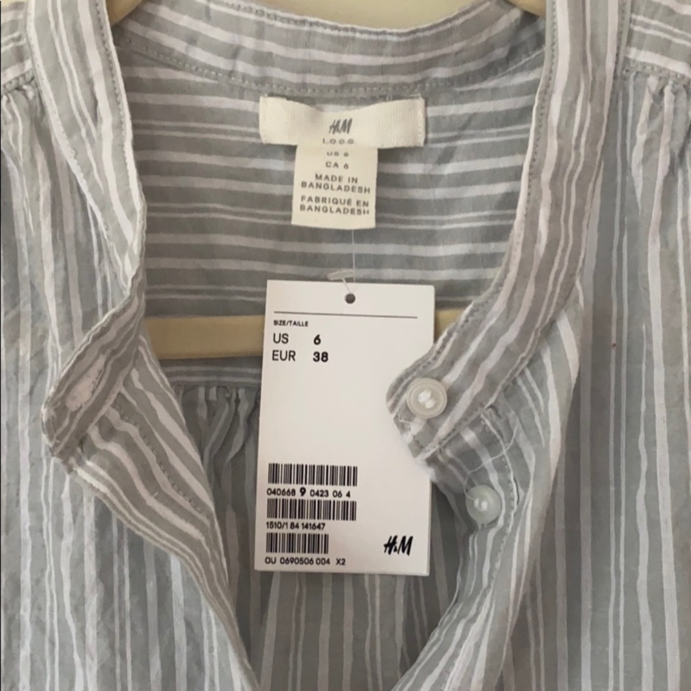 H&M striped blouse, creped cotton fabric - size 6 - Picture 2 of 6
